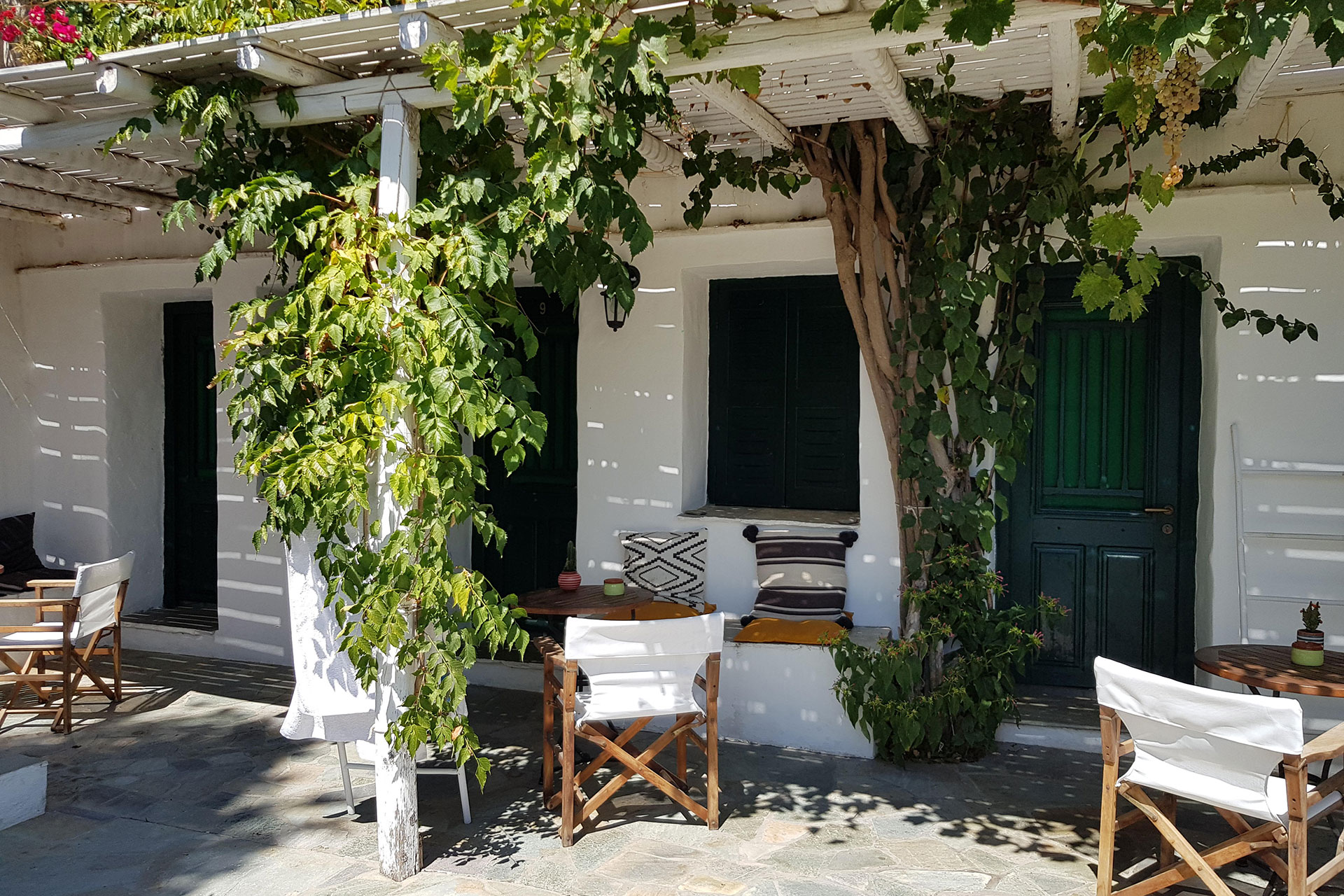 Terrasse jardin des chambres doubles